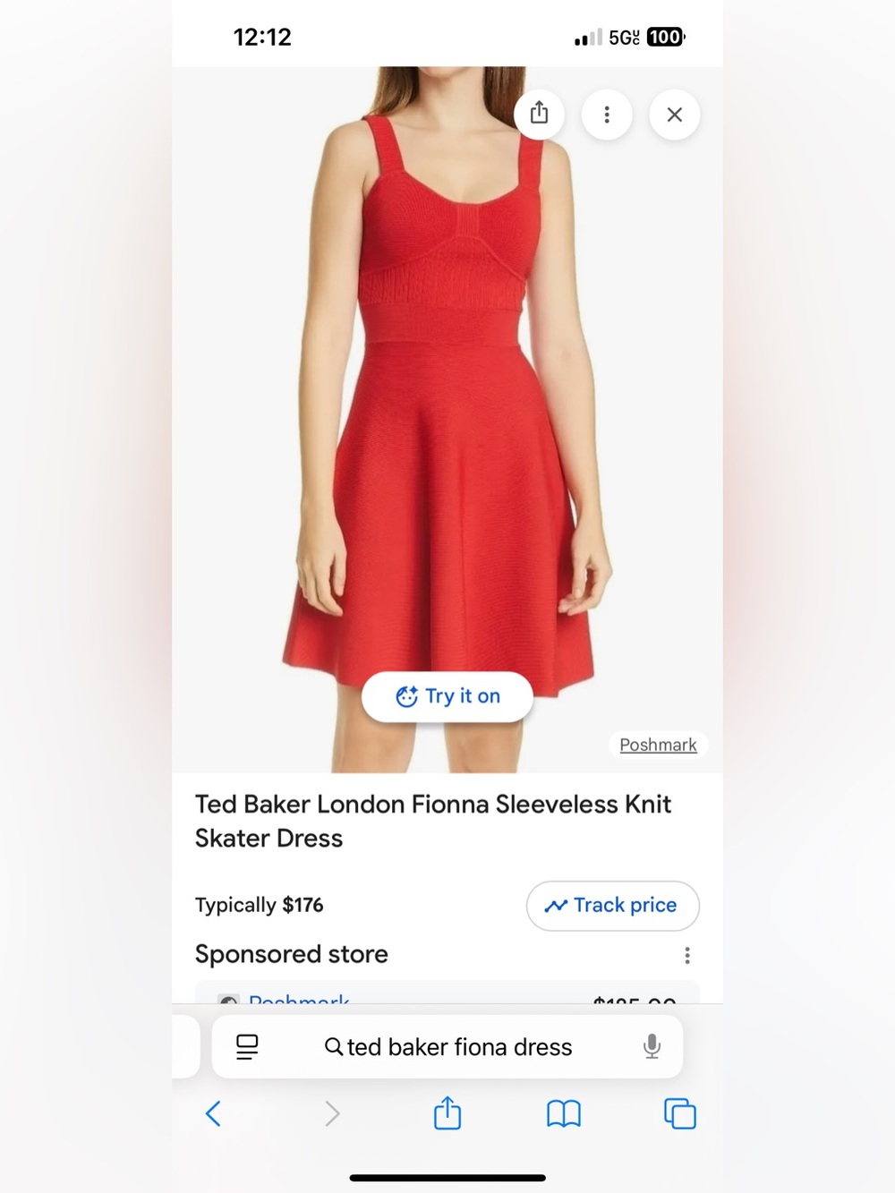 Ted Baker London Red Sleeveless Fit-and-Flare skater Dress